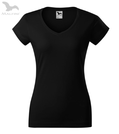 Malfini Fit V-Neck bumbac tricou femei negru demo